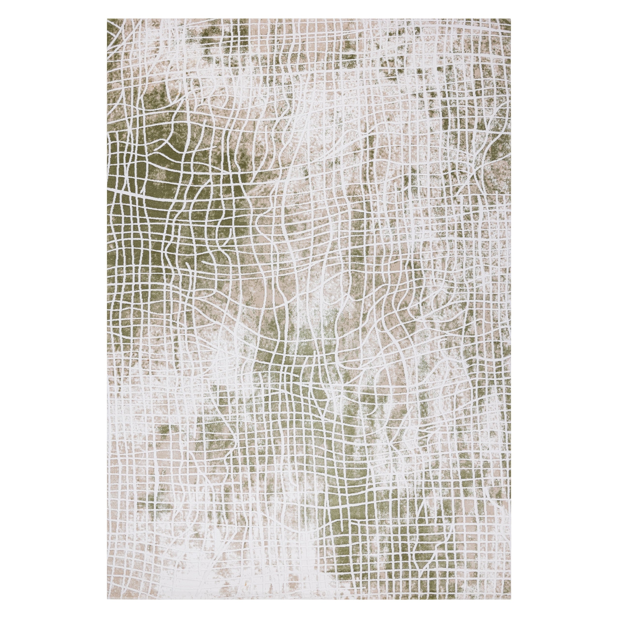 Dywan AKRYL USKUP 9483 kość słoniowa / zielony 80x300 cm