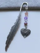 Zakładki do książek - DUŻA ZAKŁADKA DO KSIĄŻKI SERCE MOTYL AŻUR FIOLET - miniaturka - grafika 1