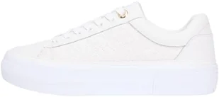 Tommy Hilfiger Damskie trampki na platformie TH pikowane FW0FW09265 Low Top, białe (Ecru), 37, Biały Ecru, 37 EU - Koszulki i topy damskie - miniaturka - grafika 1