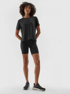 Spodnie sportowe damskie - Damskie legginsy krótkie treningowe 4F 4FWAW24TFSTF012  - czarne - miniaturka - grafika 1