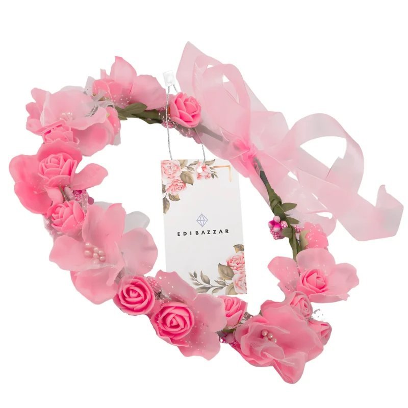 Wianek Opaska do Włosów Na Głowę Różowy Róże KWIATY OZDOBA Stroik Boho