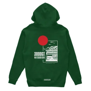 Bluza z kapturem Mitsubishi 3000GT zielona-S - Odzież do sportów motorowych - miniaturka - grafika 1
