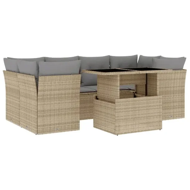 Zestaw mebli ogrodowych modułowych beżowy rattan PE 62 x 62 x 69 cm