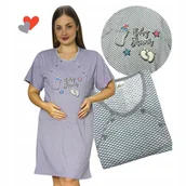 Bielizna nocna - KOSZULA CIĄŻOWA BABY SHOWER piżama nocna bawełna karmienie urocza 46 48 3XL - miniaturka - grafika 1