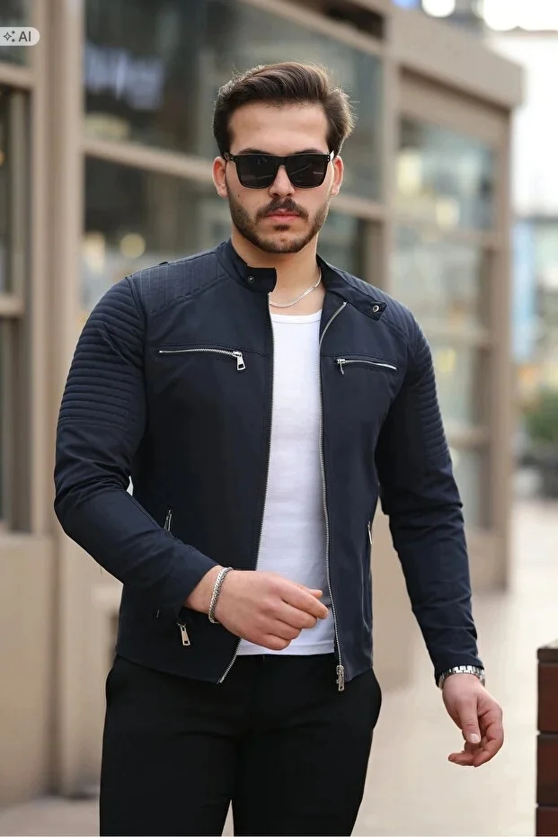 MĘSKA KURTKA PIKOWANA Z ZAMKAMI W SPORTOWYM STYLU M 5IA
