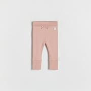 Legginsy - Reserved - Prążkowane legginsy z kokardką - Różowy - miniaturka - grafika 1