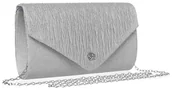 Torebki damskie - Srebrna brokatowa kopertówka do ręki lub na ramię ROVICKY wieczorowa elegancka wizytowa torebka damska odpinany łańcuszek - miniaturka - grafika 1