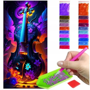 Haft Diamentowy 40x80 Diamond Painting mozaika KOLOROWE SKRZYPCE W KWIATACH zestaw akcesoria - Zabawki kreatywne - miniaturka - grafika 1