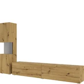 Inne meble do salonu - Meblościanka Mała Stojąca / Wisząca TYP-09 Ava Helvetia Wieruszów Biały Mat / Dąb Wotan - miniaturka - grafika 1