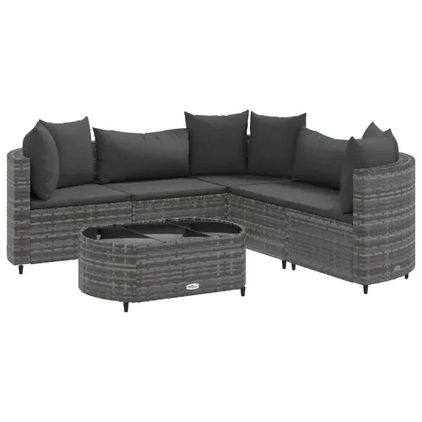 Zestaw mebli ogrodowych z rattanu PE szary, 63 x 63 x 57,5 cm, stolik 78 x