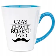Kubki - Kubek Latte Niebiesko Biały CZAS NA RELAKS TATO 300 ml Dla Taty Wzory - miniaturka - grafika 1