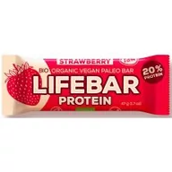 Batoniki - Lifefood Baton truskawkowy proteinowy z białkiem ryżowym BIO 47 g Lifefood 000-2466-12 - miniaturka - grafika 1