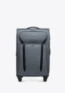 Walizki - Duża walizka miękka dwukolorowa szaro - czarna - miniaturka - grafika 1