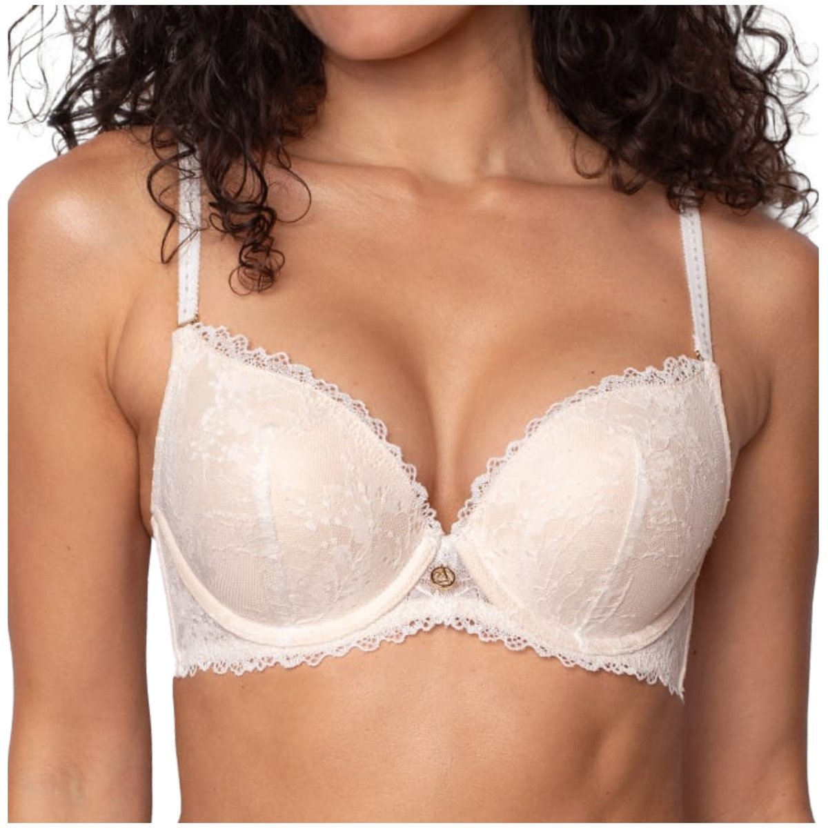 Biustonosz push up koronkowy stanik powiększa biust Agio DB-9351 ecru 75B