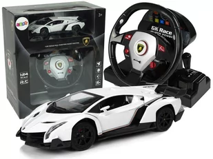 Import LEANToys Auto Zdalnie Sterowane Lamborghini Veneno Biały 2,4 G Pilot Kierownica Dźwięk Światła LT-9743-0 - Zabawki zdalnie sterowane - miniaturka - grafika 1