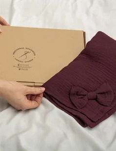 Bordowy Pled (Koc) 160x200 cm bawełna muślin Carla, Handmade - Koce Bordowy Pled (Koc) 160x200 cm bawełna muślin Carla, Handmade - Koce - miniaturka - grafika 1