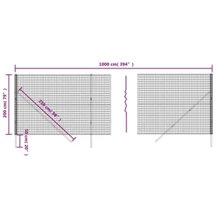 Ogrodzenie z siatki drucianej, antracytowe, 2x10 m Lumarko! - Ogrodzenia - miniaturka - grafika 5
