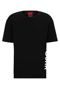 HUGO Męski T-shirt RN Relaxed Relaxed-Fit T-shirt z bawełny z pionowym nadrukiem logo, czarny 2, XS - Koszulki męskie - miniaturka - grafika 1