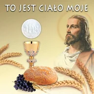 Ikony i obrazy sakralne - Baner na Boże Ciało "To jest ciało moje" 150x150 cm - miniaturka - grafika 1