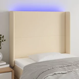 Lumarko Zagłówek do łóżka z LED, kremowy, 83x16x118/128 cm, tkanina - Inne meble do sypialni - miniaturka - grafika 1