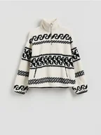 Bluzy damskie - Reserved - Bluza sherpa ze stójką - złamana biel - miniaturka - grafika 1