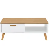 Ławy i stoliki kawowe - Stolik kawowy Frisk 90 cm, biały, z szufladą - miniaturka - grafika 1