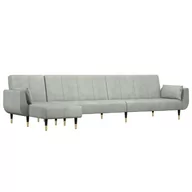 Narożniki - Sofa rozkładana L, jasnoszara, 275x140x70 cm, aksa - miniaturka - grafika 1