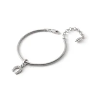 Bransoletki - Bransoletka Slim z zawieszką typu beads – podkowa z cyrkoniami, srebro 925 pokryte platyną - miniaturka - grafika 1
