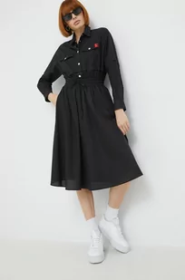 Love Moschino sukienka kolor czarny midi rozkloszowana - Sukienki - miniaturka - grafika 1