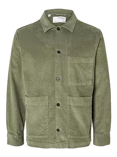SELETED HOMME Męska koszula sztruksowa Slhloosetony-Cord Overshirt Noos, zielony, S - Koszule męskie - miniaturka - grafika 1