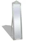 Lustra - Srebrne stojące lustro z ozdobną ramą E3-F67 - miniaturka - grafika 1