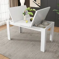 Stoły - Stół jadalny 120x70 cm z ukrytym schowkiem, nowoczesny i uniwersalny design, do małych mieszkań, wielofunkcyjny, biały - miniaturka - grafika 1