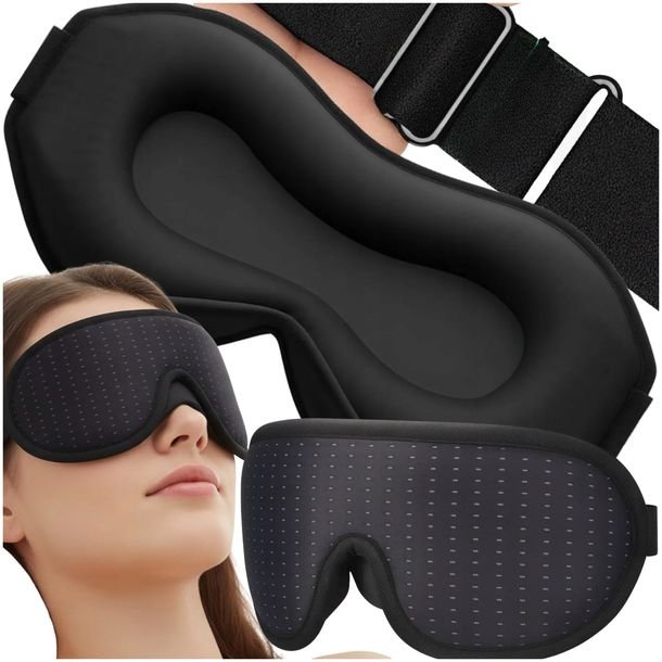 Opaska Na Oczy Do Spania Maska 3d Regulowana Czarna 100% Zaciemniająca