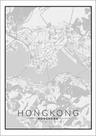 Plakaty - Galeria Plakatu, Hongkong mapa czarno biała, 42x59,4 cm - miniaturka - grafika 1