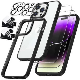 Etui Case do iPhone 14 Pro + zestaw 4 szkieł 5w1 pancerne 360 Alogy Hybrid 2x Szkło na ekran +2x obiektyw czarno-przezroczyste - Etui i futerały do telefonów - miniaturka - grafika 9