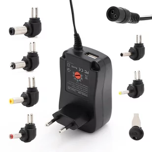Zasilacz Uniwersalny Z Regulowanym Napięciem Wyjściowym 3V 4.5V 5V 6V 7.5V 9V 12V Oraz Wymiennymi Końcówkami - Ładowarki do telefonów - miniaturka - grafika 1
