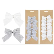 Ozdoby bożonarodzeniowe - Kokardy białe / srebrne 6 sztuk - miniaturka - grafika 1