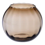 Wazony i flakony - Wazon brązowy kula z ryflowaniem 15,5 cm - miniaturka - grafika 1