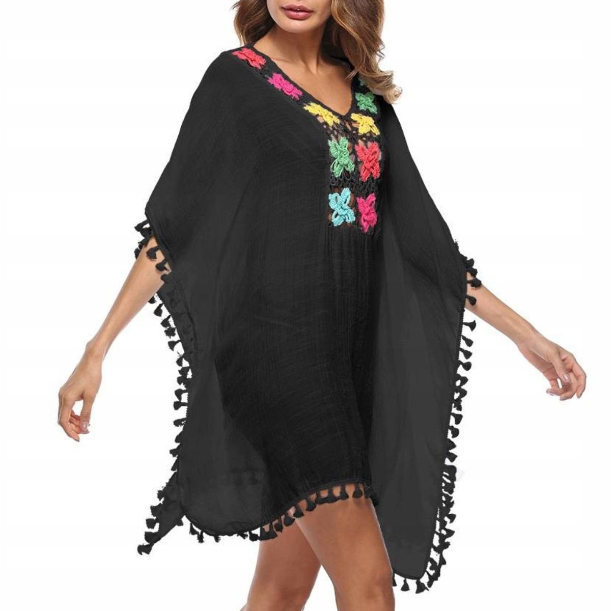 Pareo tunika sukienka z kolorowym haftem