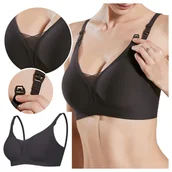 Biustonosze ciążowe - Biustonosz ciążowy stanik bezszwowy do karmienia - czarny - XL - miniaturka - grafika 1