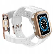 Akcesoria do smartwatchy - Protect Strap Opaska Z Etui Do Apple Watch 7/6/5/4/3/2/SE 41/40/38MM Biały - miniaturka - grafika 1