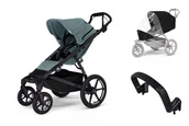 Wózki dziecięce - Wózek miejski Thule Urban Glide 4-wheel Mid blue + Pałąk bezpieczeństwa + Osłona przeciwdeszczowa - miniaturka - grafika 1
