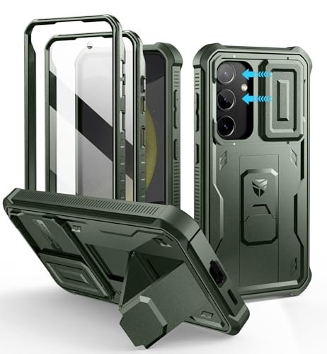 Dexnor Etui do Samsung Galaxy S24 z wbudowaną osłoną kamery przesuwnej, ochrona wyświetlacza i podpórką, wytrzymałe etui na telefon komórkowy, ochrona ekranu i podpórka, wytrzymałe etui na telefon