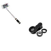 Selfie stick - Foto-Pack do smartfona Samsung Galaxy S10 (Mini Selfie Stick + zacisk obiektywu 3 w 1, Android iOS - miniaturka - grafika 1