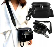 Torebki damskie - Skórzana torebka Damska ćwieki listonoszka Crossbody Czarna Suwak 2w1 punk - miniaturka - grafika 1