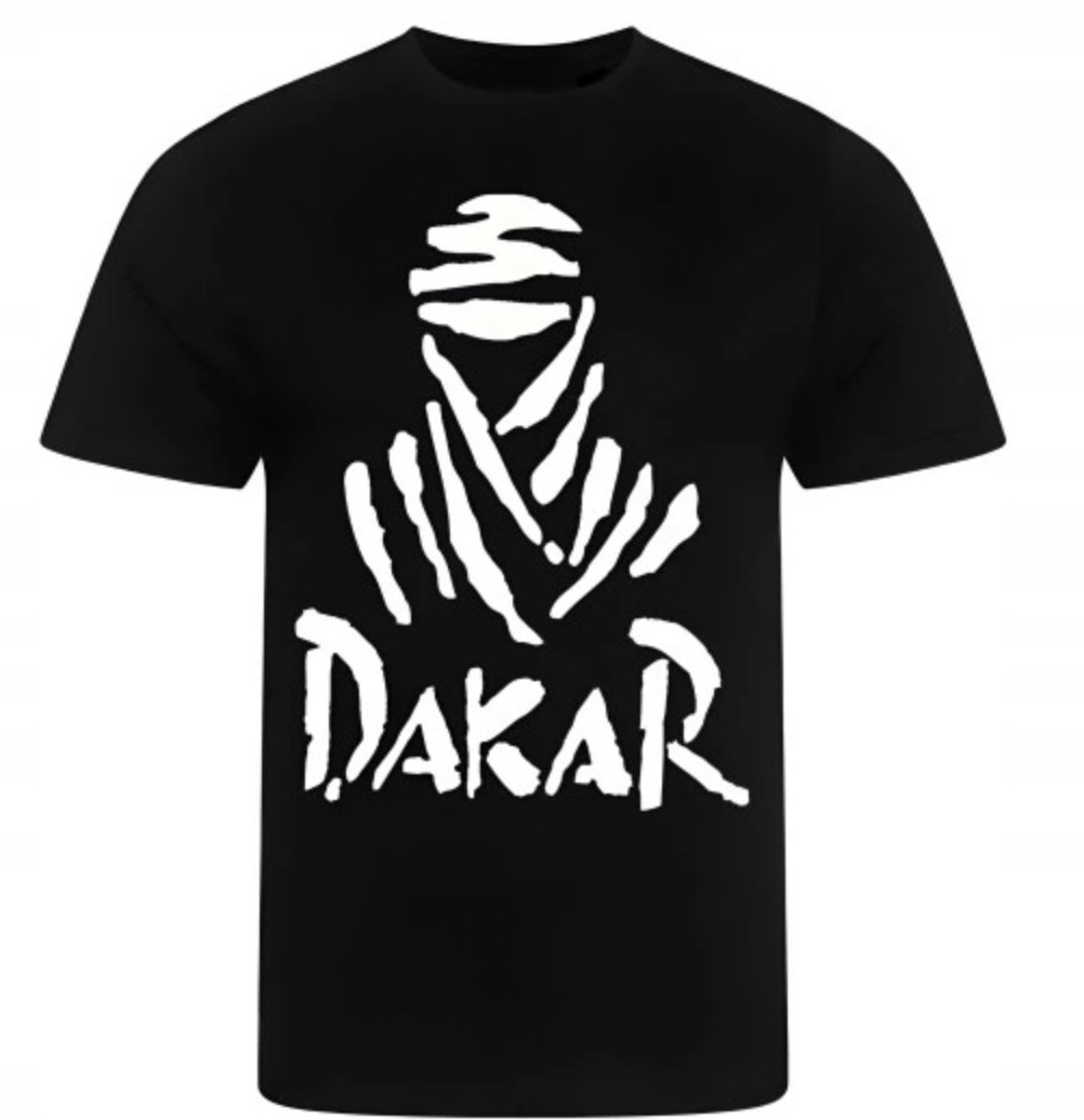 CZARNA KOSZULKA Z NADRUKIEM MĘSKA ŚMIESZNA T-SHIRT DAKAR WYŚCIG Auta
