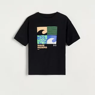Koszulki dla chłopców - Reserved - T-shirt oversize - Czarny - grafika 1