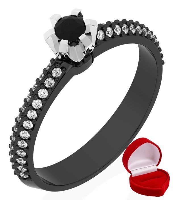 ZŁOTY PIERŚCIONEK ZARĘCZYNOWY 585 14k BRYLANT CZ. 0,09 ct CZARNE ZŁOTO R13