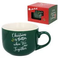 Kubki - Zielony, świąteczny kubek z napisem, porcelanowy kubek 490 ml Uniwersalny - miniaturka - grafika 1