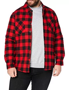 Urban Classics Męska kurtka koszula, przejściowa w stylu koszuli flanelowej, z podszewką, kurtka lumberjacket o wyglądzie przypominającym drewno, rozmiar S do 5XL, czarny/czerwony, S - Kurtki męskie - miniaturka - grafika 1